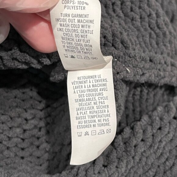 Aerie Charcoal V-Neck Sweater Hooded Size Small Women's Warm Cozy Comfy - Picture 6 of 6